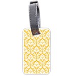 White On Sunny Yellow Damask Luggage Tag (Two Sides)