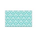 White On Turquoise Damask Sticker 10 Pack (Rectangle)