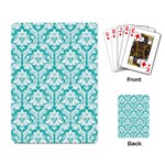 White On Turquoise Damask Playing Cards Single Design
