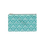 Turquoise Damask Pattern Cosmetic Bag (Small)