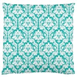 Turquoise Damask Pattern Large Cushion Case (One Side)