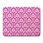 White On Hot Pink Damask Small Mouse Pad (Rectangle)