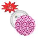 White On Hot Pink Damask 1.75  Button (10 pack)