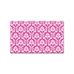White On Hot Pink Damask Sticker 100 Pack (Rectangle)