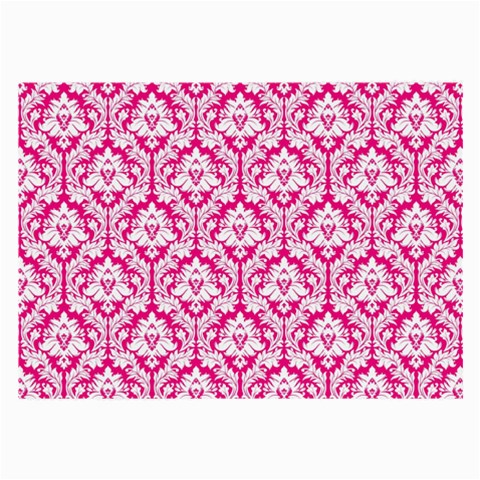 White On Hot Pink Damask Glasses Cloth (Large) from UrbanLoad.com Front