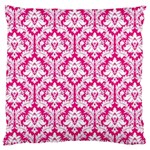 Hot Pink Damask Pattern Large Cushion Case (Two Sides)