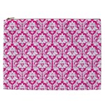 White On Hot Pink Damask Cosmetic Bag (XXL)