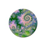 Rose Apple Green Dreams, Abstract Water Garden Drink Coasters 4 Pack (Round)