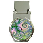Rose Apple Green Dreams, Abstract Water Garden Money Clip with Watch