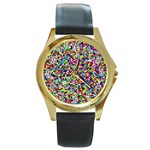 Color Round Leather Watch (Gold Rim) 