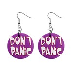Purple Don t Panic Sign Mini Button Earrings