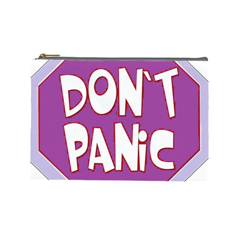 Purple Don t Panic Sign Cosmetic Bag (Large) from UrbanLoad.com Front