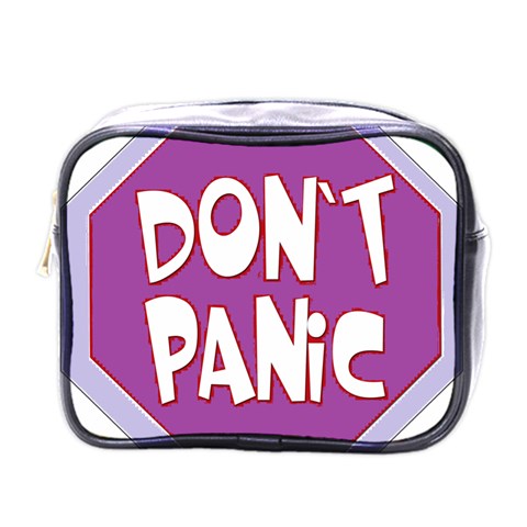 Purple Don t Panic Sign Mini Travel Toiletry Bag (One Side) from UrbanLoad.com Front
