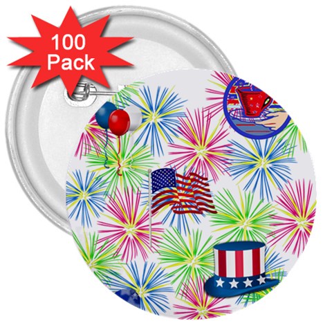 Patriot Fireworks 3  Button (100 pack) from UrbanLoad.com Front