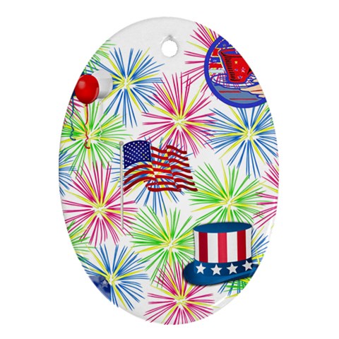Patriot Fireworks Oval Ornament (Two Sides) from UrbanLoad.com Front