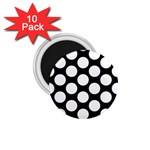 Black And White Polkadot 1.75  Button Magnet (10 pack)