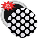Black And White Polkadot 3  Button Magnet (100 pack)