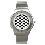 Black And White Polkadot Stainless Steel Watch (Slim)