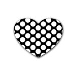 Black And White Polkadot Drink Coasters (Heart)
