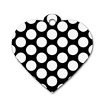 Black And White Polkadot Dog Tag Heart (Two Sided)