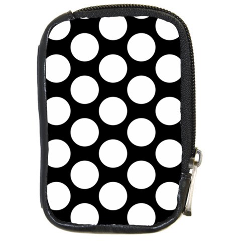 Black And White Polkadot Compact Camera Leather Case from UrbanLoad.com Front