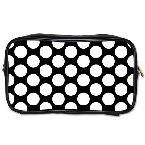 Black And White Polkadot Travel Toiletry Bag (One Side) from UrbanLoad.com Front