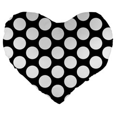 Black And White Polkadot 19  Premium Heart Shape Cushion from UrbanLoad.com Front