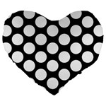 Black And White Polkadot 19  Premium Heart Shape Cushion