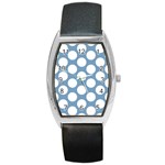Blue Polkadot Tonneau Leather Watch