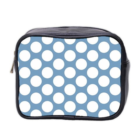 Blue Polkadot Mini Travel Toiletry Bag (Two Sides) from UrbanLoad.com Front