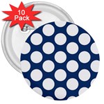 Dark Blue Polkadot 3  Button (10 pack)