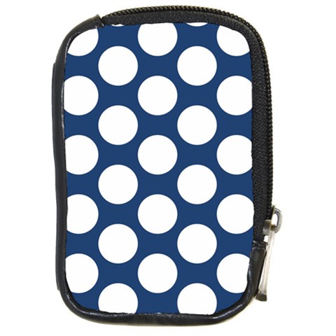 Dark Blue Polkadot Compact Camera Leather Case from UrbanLoad.com Front
