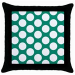 Emerald Green Polkadot Black Throw Pillow Case