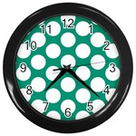 Emerald Green Polkadot Wall Clock (Black)