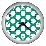 Emerald Green Polkadot Wall Clock (Silver)