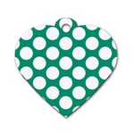 Emerald Green Polkadot Dog Tag Heart (Two Sided)