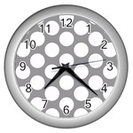 Grey Polkadot Wall Clock (Silver)