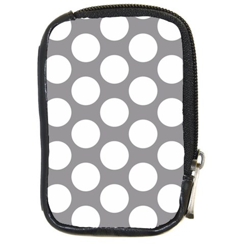 Grey Polkadot Compact Camera Leather Case from UrbanLoad.com Front