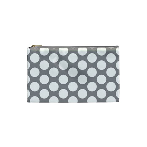 Grey Polkadot Cosmetic Bag (Small) from UrbanLoad.com Front