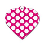 Pink Polkadot Dog Tag Heart (One Sided) 