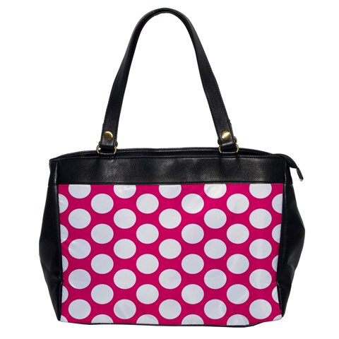 Pink Polkadot Oversize Office Handbag (One Side) from UrbanLoad.com Front