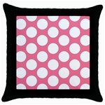 Pink Polkadot Black Throw Pillow Case