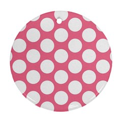 Pink Polkadot Round Ornament (Two Sides) from UrbanLoad.com Front