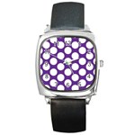Purple Polkadot Square Leather Watch