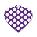 Purple Polkadot Dog Tag Heart (One Sided) 