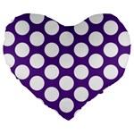 Purple Polkadot 19  Premium Heart Shape Cushion