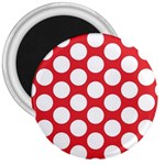 Red Polkadot 3  Button Magnet