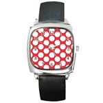 Red Polkadot Square Leather Watch