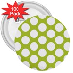 Spring Green Polkadot 3  Button (100 pack)