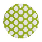 Spring Green Polkadot Round Ornament (Two Sides)